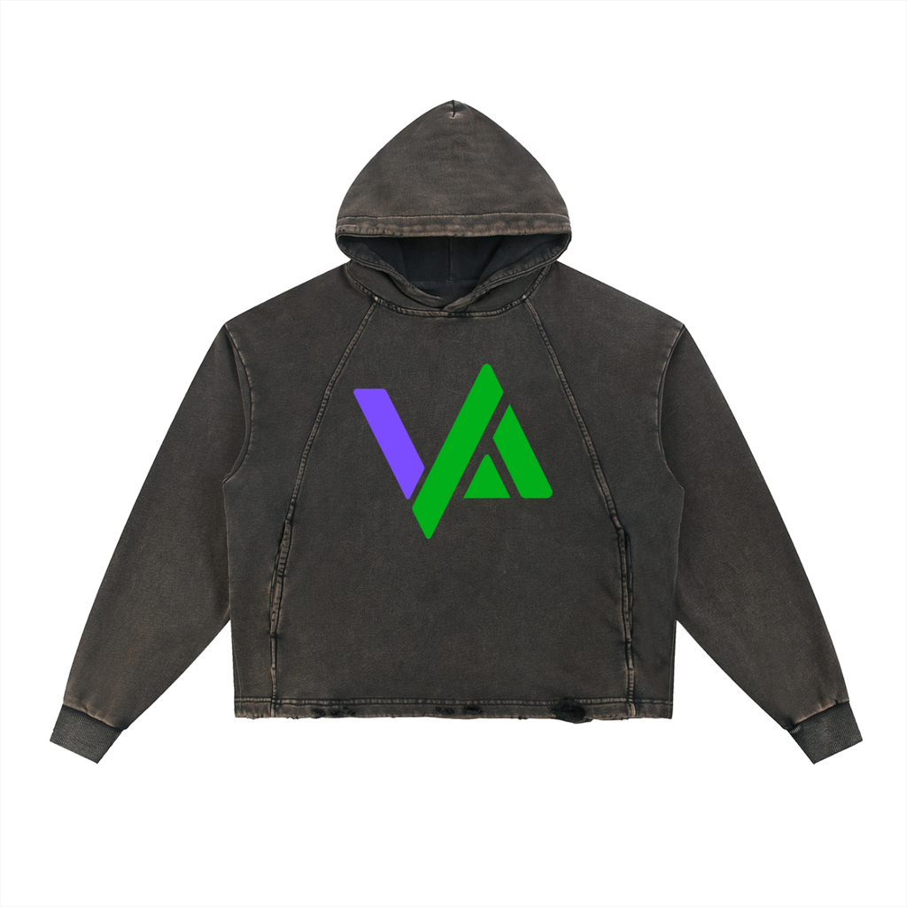 Vintage Washed Frayed-Hem Hoodie