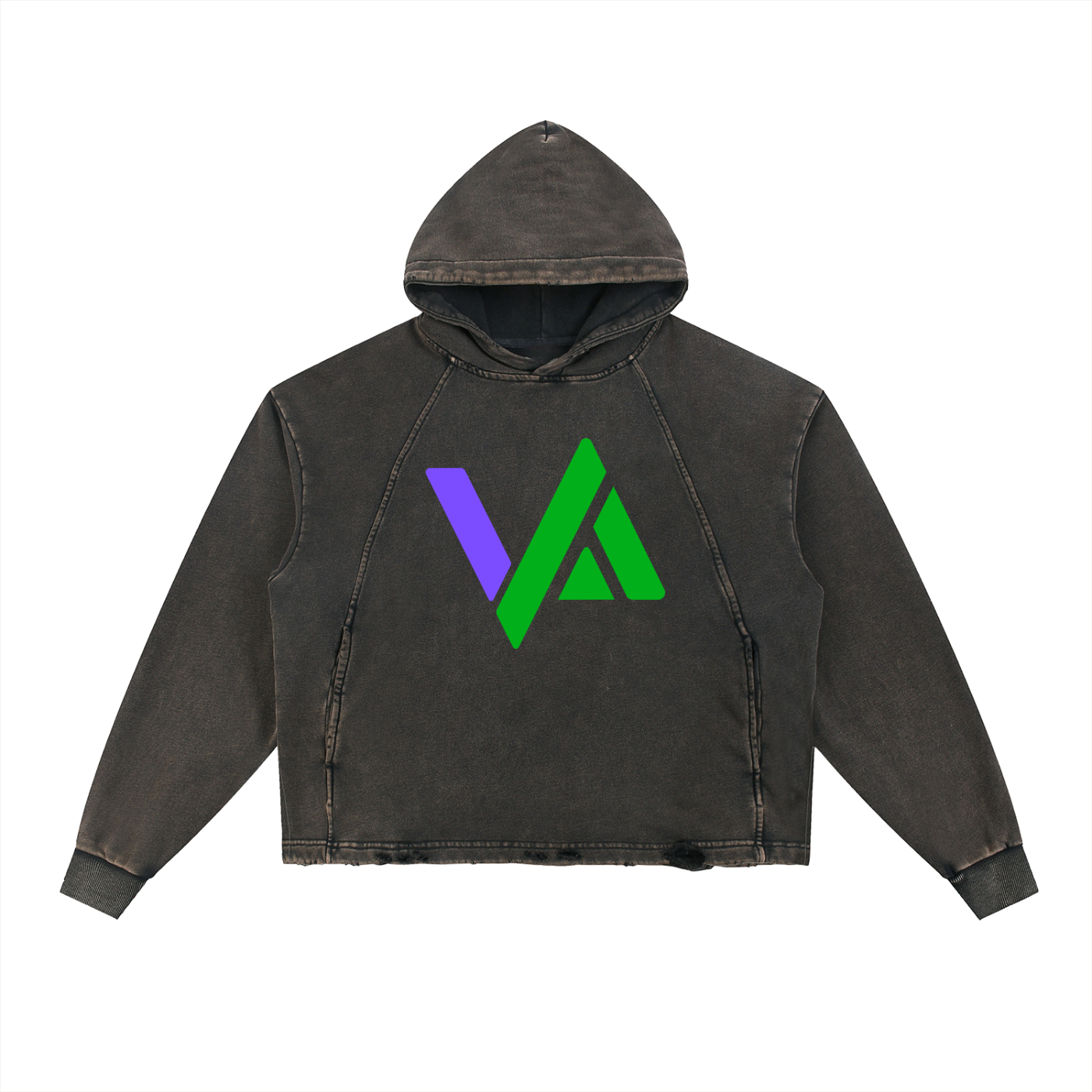 Vintage Washed Frayed-Hem Hoodie