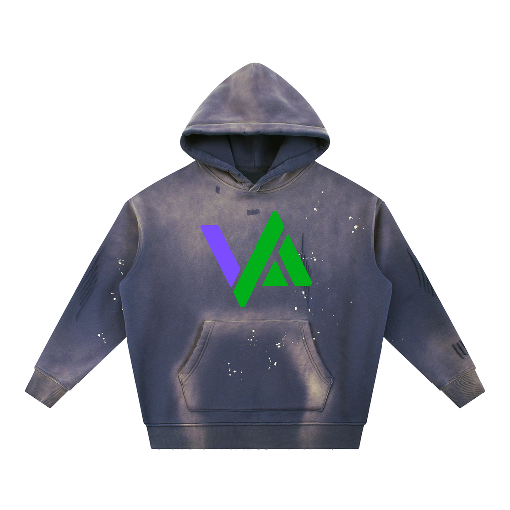 Vintage Washed Frayed Fleece Hoodie