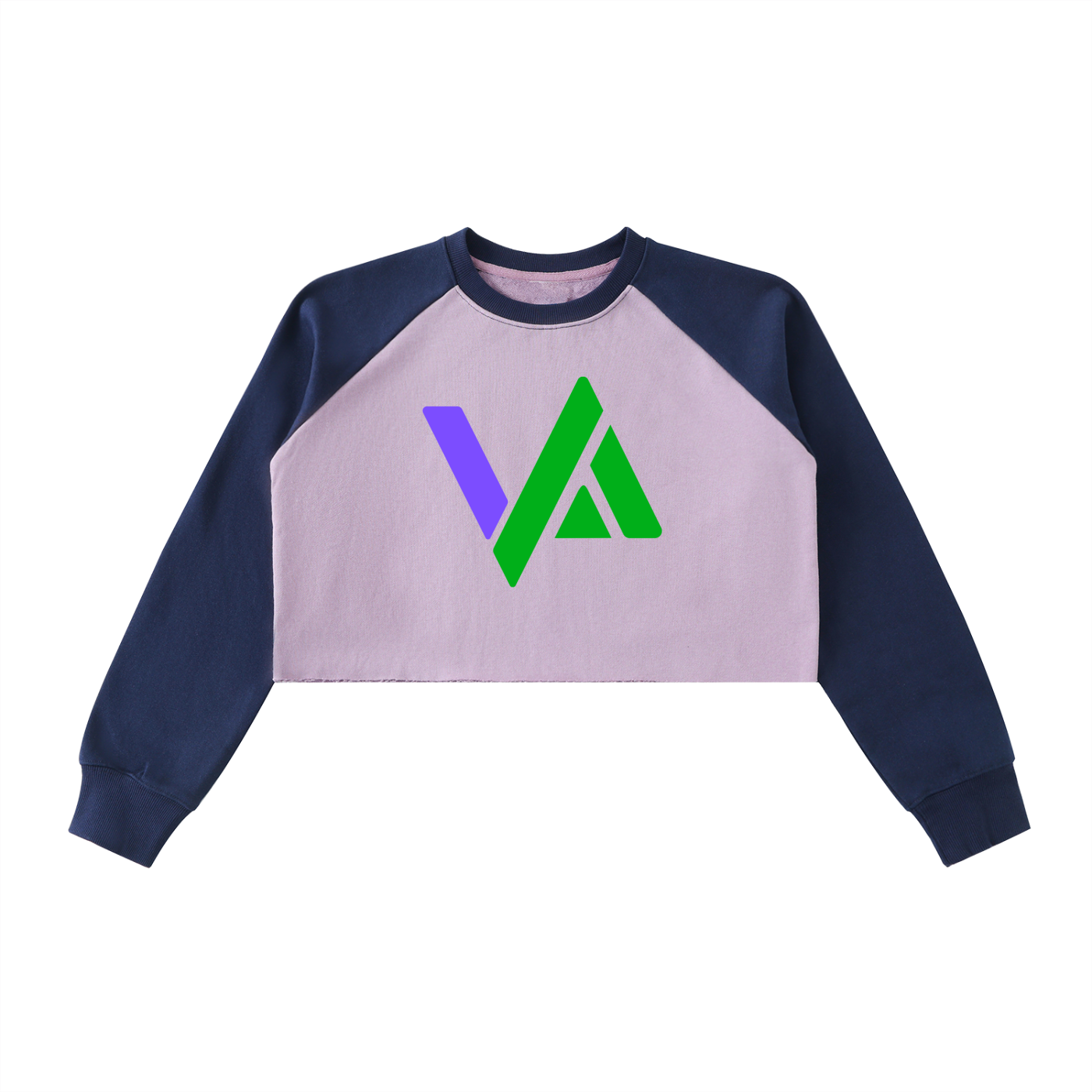 Raw-Hem Color-Block Raglan Crop Sweatshirt