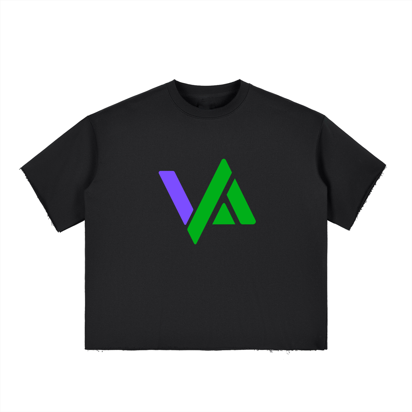 Boxy Half-Sleeve Raw-Edge T-Shirt